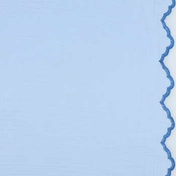 Preview: Musselin  Bogenkante Hellblau